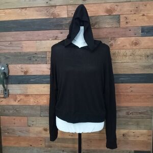 EUC Old Navy lightweight black knit hooded top - M